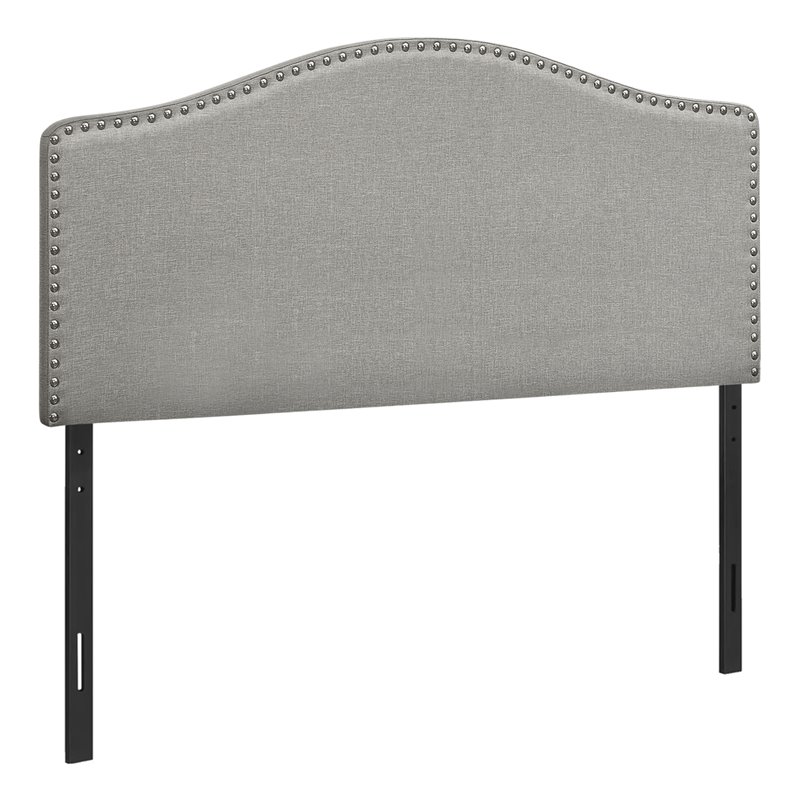 Bowery Hill Bed Headboard Only Full Size Bedroom Upholstered Linen Look Gray