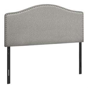 Bowery Hill Bed Headboard Only Full Size Bedroom Upholstered Linen Look Gray