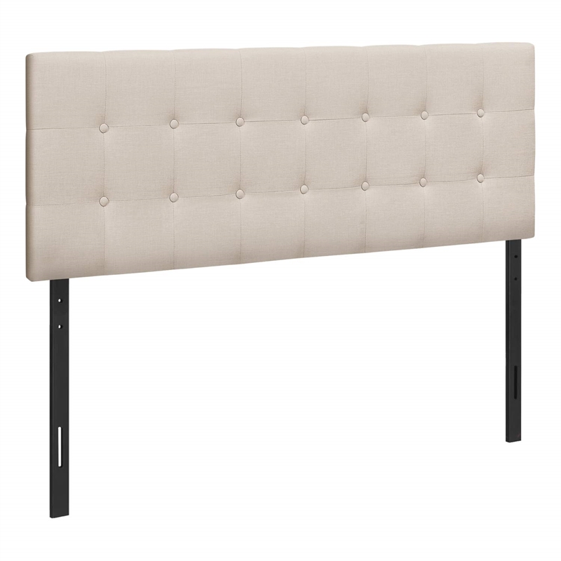 Bowery Hill Bed Headboard Only Queen Size Bedroom Upholstered Linen Look Beige