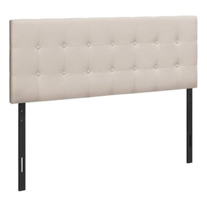 Bowery Hill Bed Headboard Only Queen Size Bedroom Upholstered Linen Look Beige
