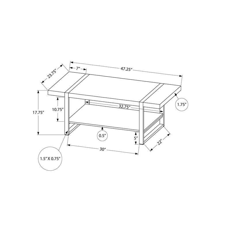 Bowery Hill Coffee Table Accent Cocktail Rectangular Living Room Metal Brown
