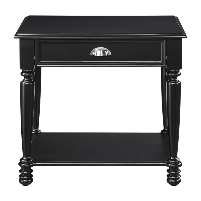 Bowery Hill Modern / Contemporary Wood 1 Drawer End Table in Black