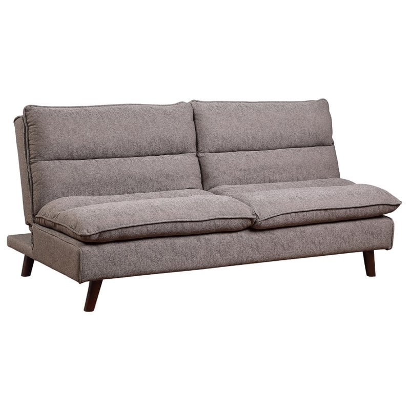Bowery Hill Upholstered Click Clack Convertible Sofa in Brown