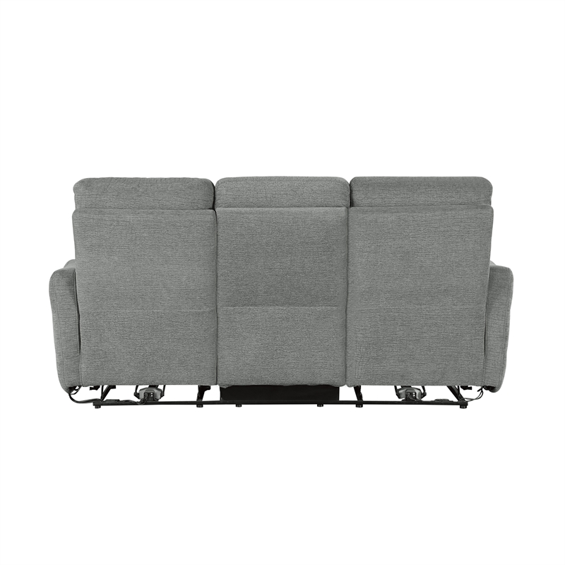 Bowery Hill Contemporary ChenillePower Double Reclining Sofa in Gray