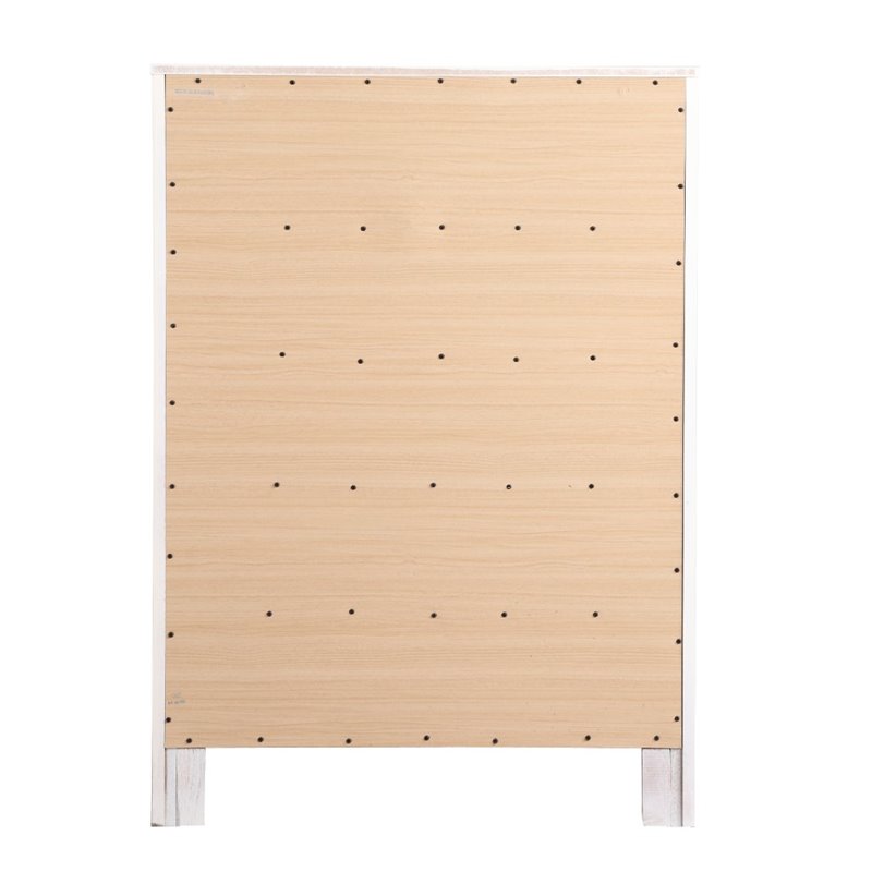 Bowery Hill Engineered Wood Transitional 5 Drawer Chest in White