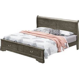 Bowery Hill Traditional Wood Queen Storage Bed in Gray Finish