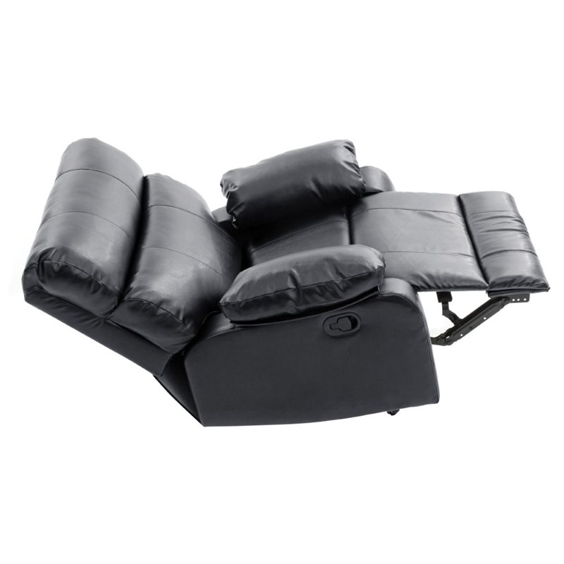Bowery Hill Contemporary Faux Leather Rocker Recliner in Black