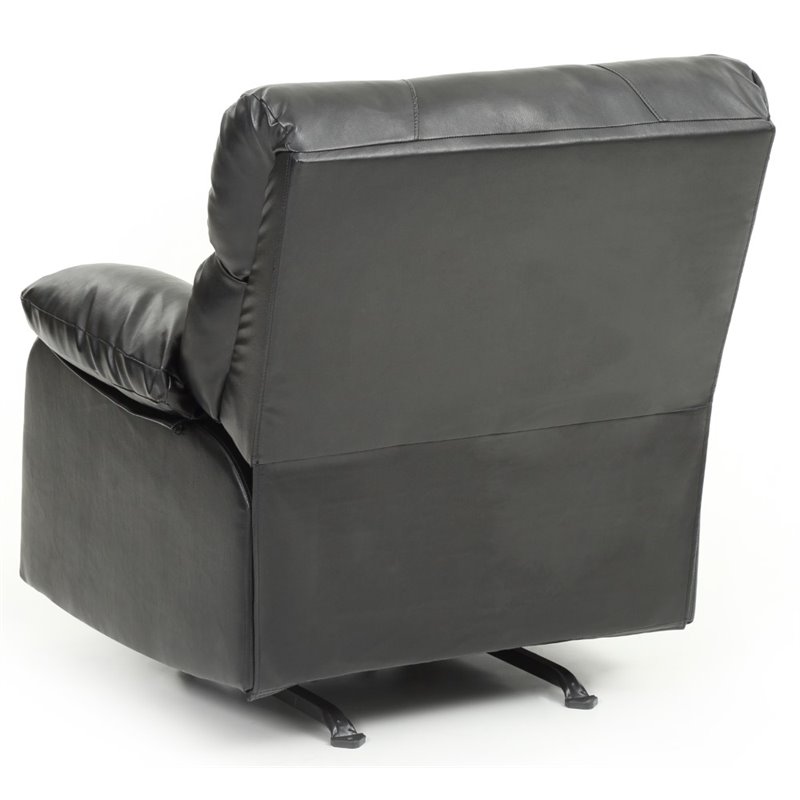 Bowery Hill Contemporary Faux Leather Rocker Recliner in Black