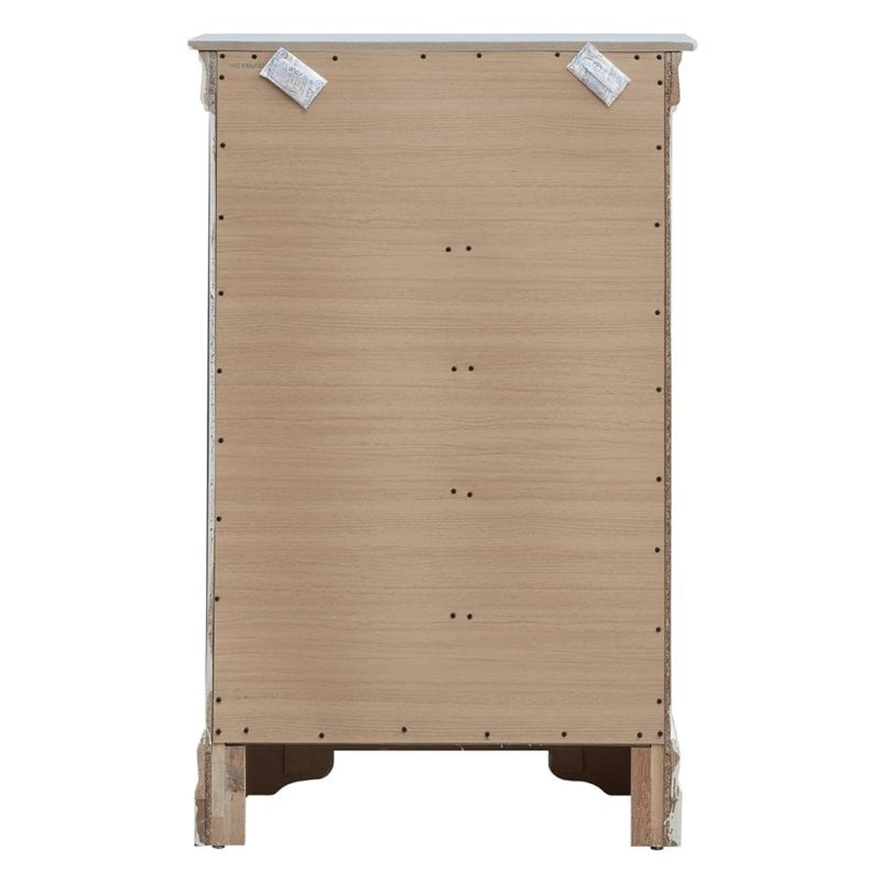 Bowery Hill Engineered Wood Transitional 5 Drawer Chest in Silver Champagne