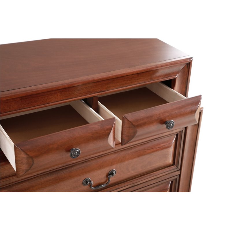 Bowery Hill Engineered Wood Transitional 7 Drawer Chest in Oak