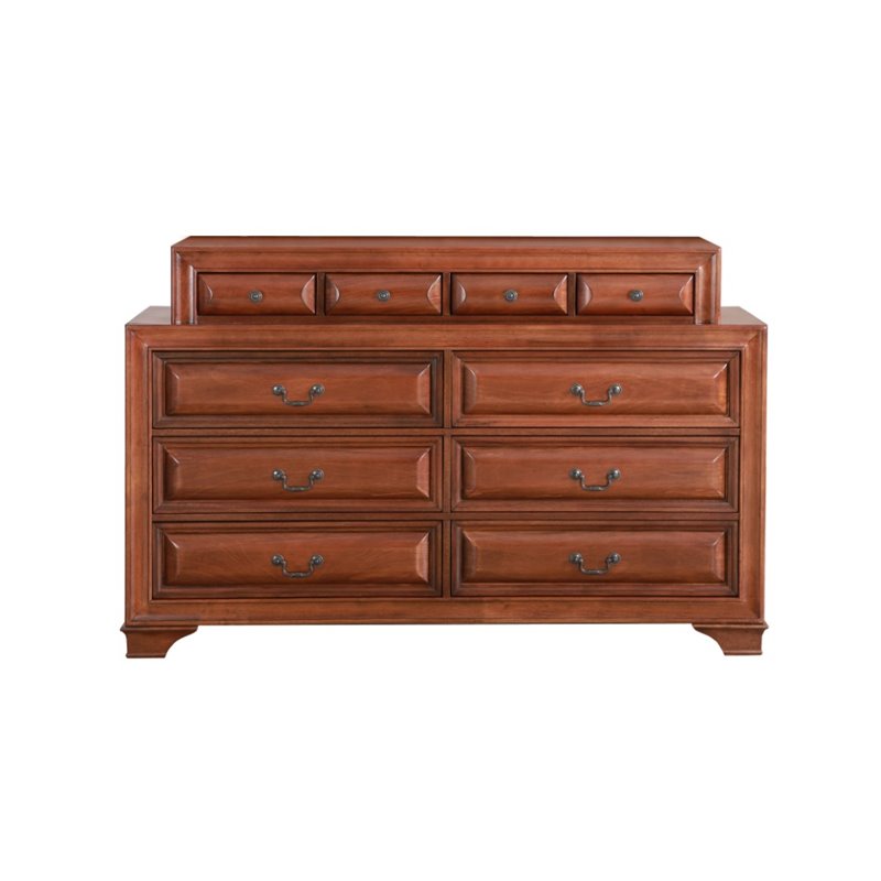 Bowery Hill Engineered Wood Transitional 10 Drawer Dresser in Oak