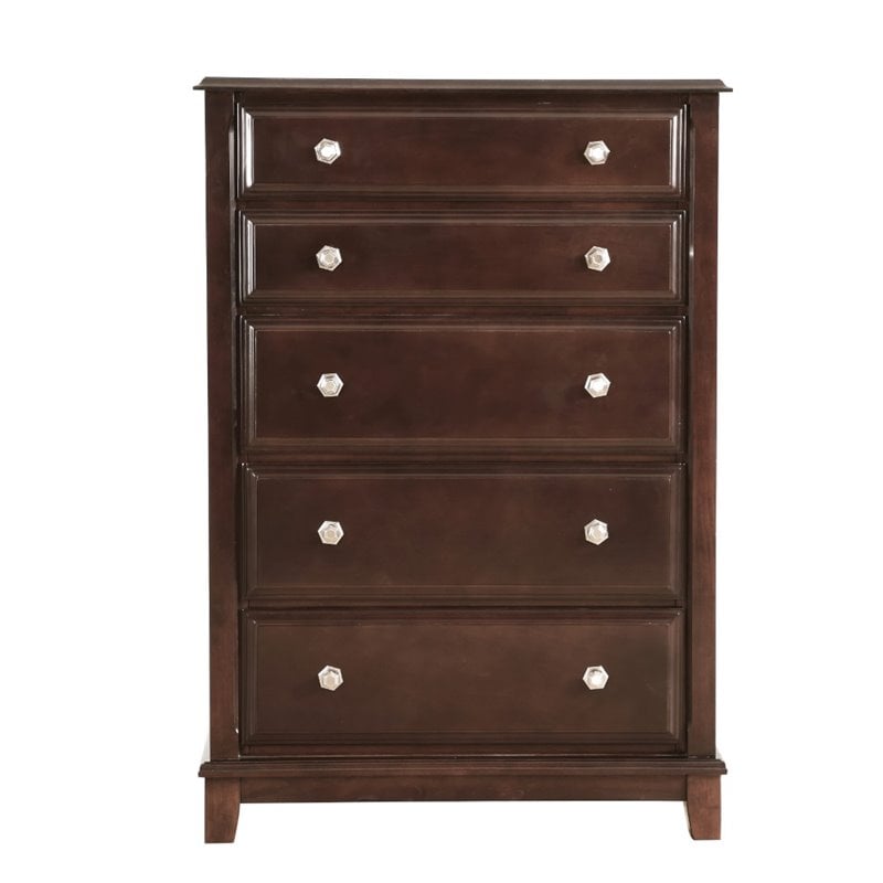 Bowery Hill Engineered Wood Transitional 5 Drawer Chest in Cappuccino