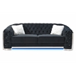 Bowery Hill Modern Black Velvet Sofa With LED Accent Lighting