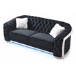 Bowery Hill Modern Black Velvet Sofa With LED Accent Lighting