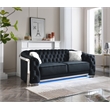 Bowery Hill Modern Black Velvet Sofa With LED Accent Lighting