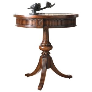 Bowery Hill Wood Walnut Accent Table Round Pedestal 26&quot Unassembled