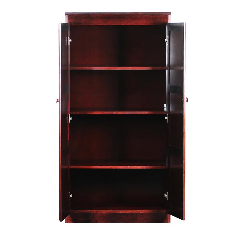 Bowery Hill Wood Cherry Storage Cabinet Rectangular Adjustable Shelves 60