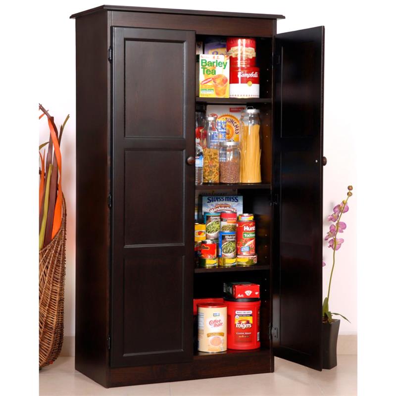 Bowery Hill Wood Cherry Storage Cabinet Rectangular Adjustable Shelves 60