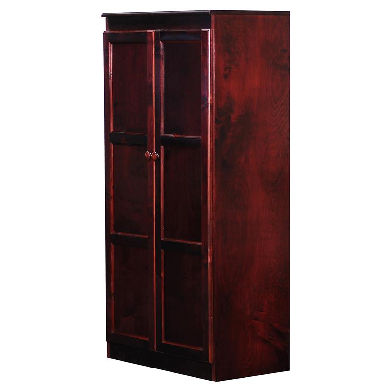 Bowery Hill Wood Cherry Storage Cabinet Rectangular Adjustable Shelves 60