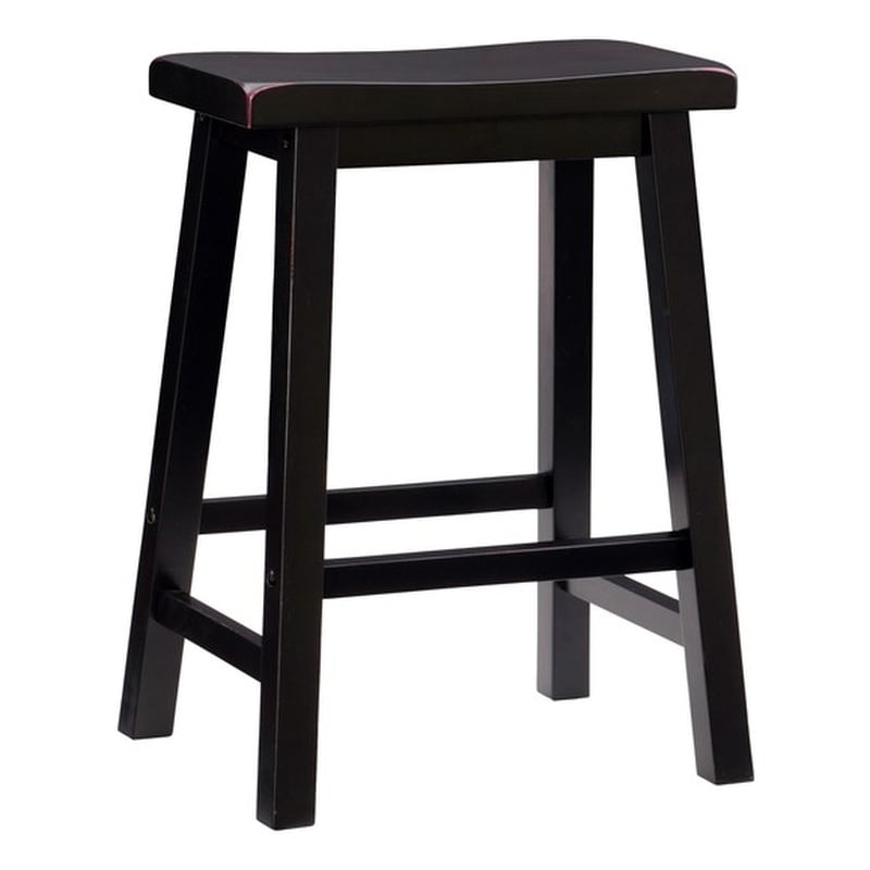 Bowery Hill Rubberwood Black Counter Stool Rectangular 24