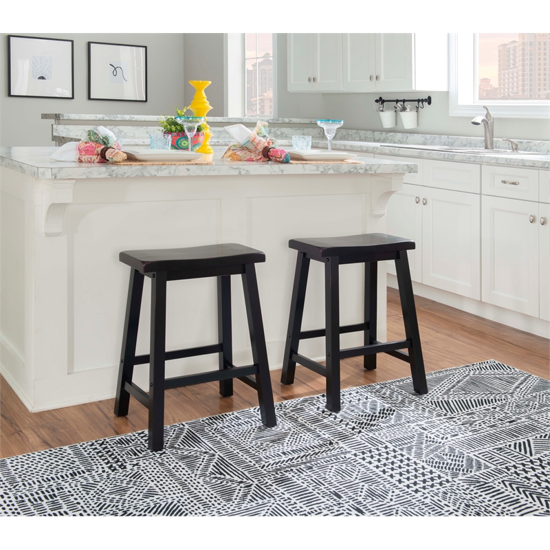 Bowery Hill Rubberwood Black Counter Stool Rectangular 24