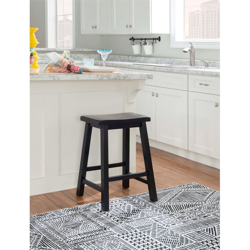 Bowery Hill Rubberwood Black Counter Stool Rectangular 24