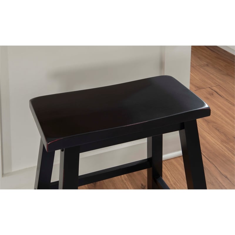 Bowery Hill Rubberwood Black Counter Stool Rectangular 24