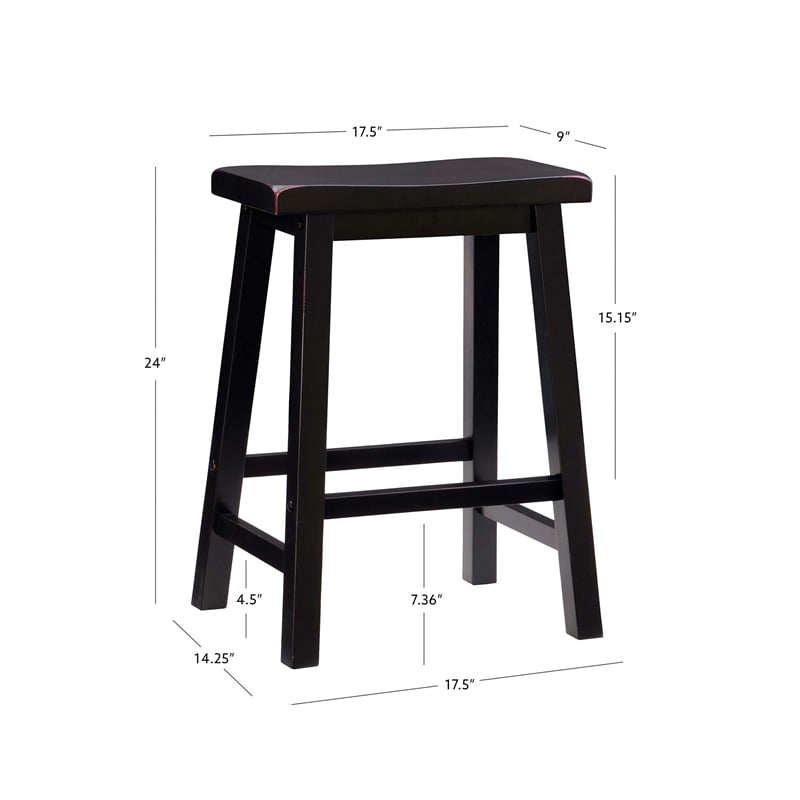 Bowery Hill Rubberwood Black Counter Stool Rectangular 24