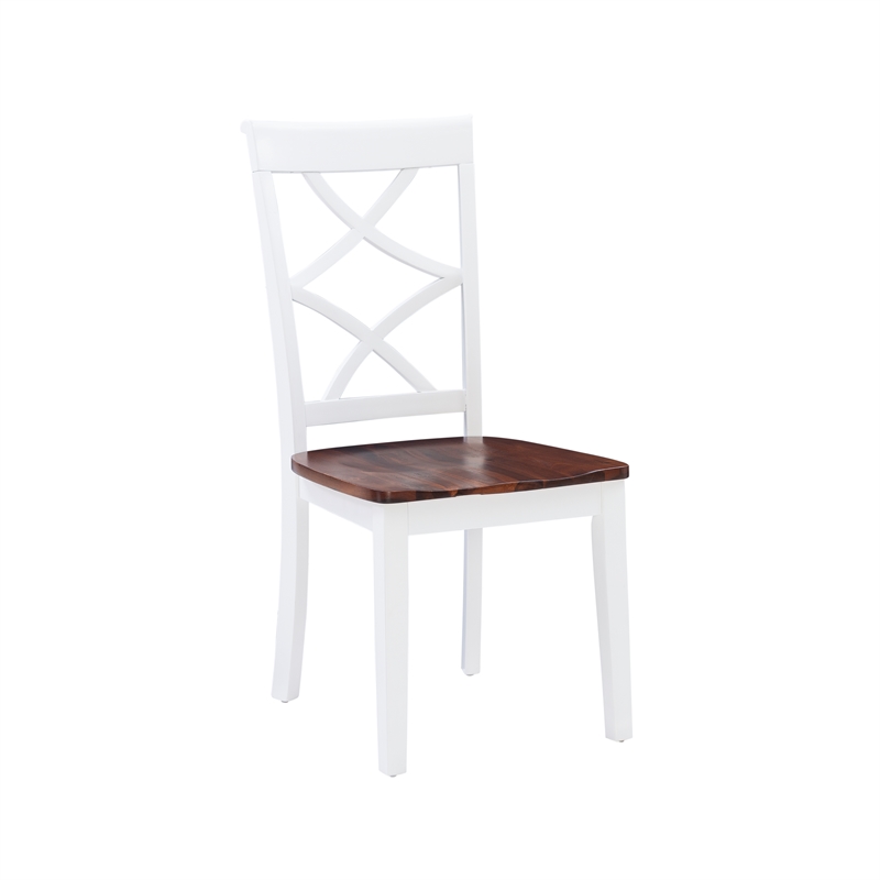Bowery Hill Modern Wood Five Piece Dining Set in Cherry and White
