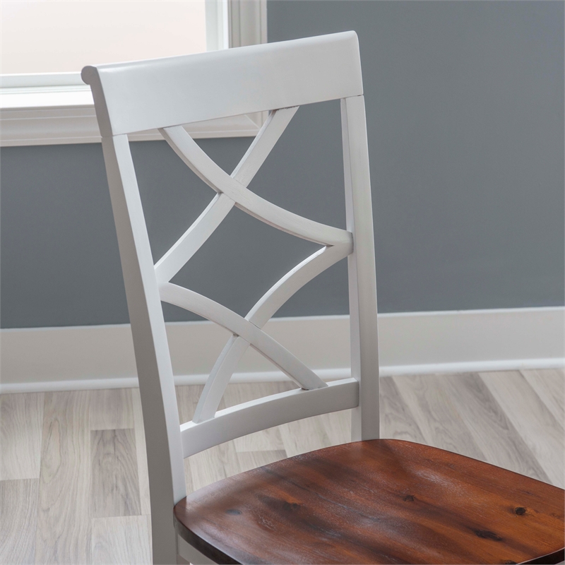 Bowery Hill Modern Wood Five Piece Dining Set in Cherry and White