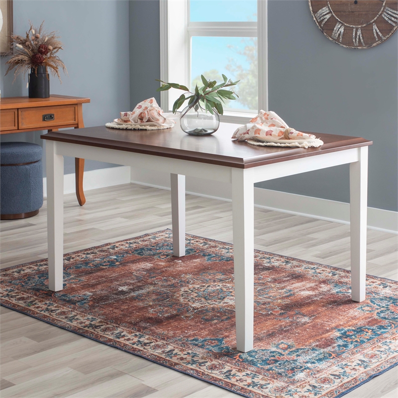 Bowery Hill Modern Wood Five Piece Dining Set in Cherry and White