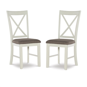 Bowery Hill Wood Set of Two Dining Side Chairs in Vanilla White