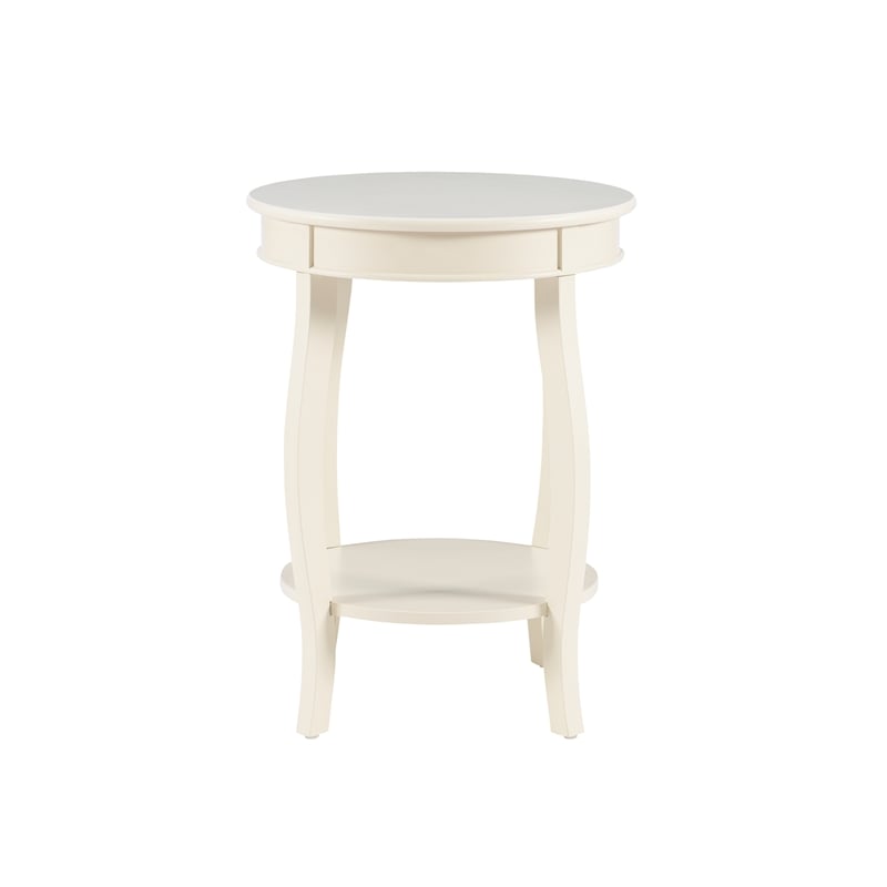 Bowery Hill Wood Off White Accent End Table Round Storage 18.5