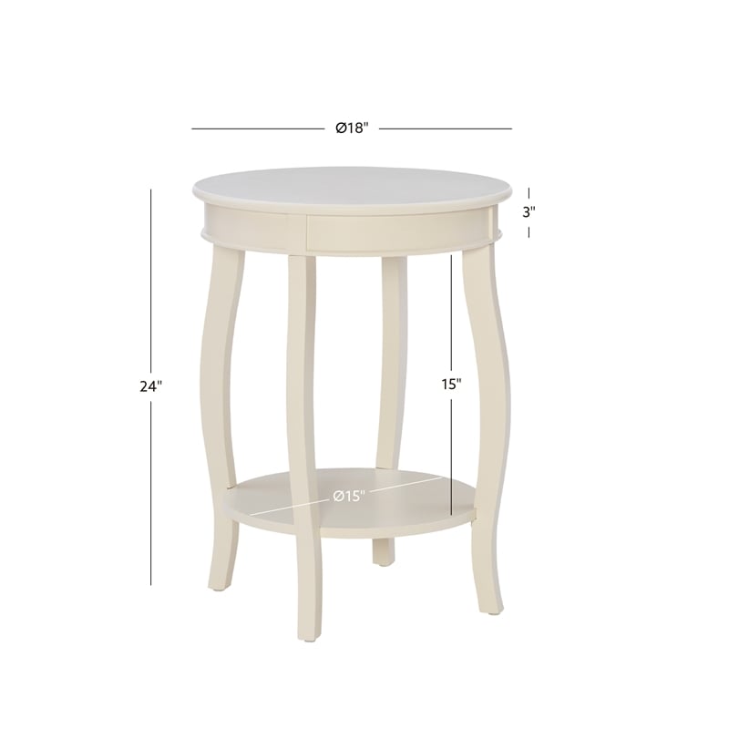 Bowery Hill Wood Off White Accent End Table Round Storage 18.5