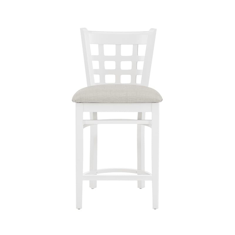 Bowery Hill Wood Commercial Grade Upholstered Seat Counter Stool in White