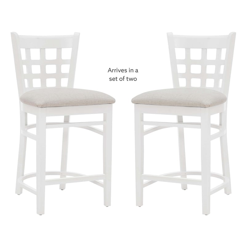 Bowery Hill Wood Commercial Grade Upholstered Seat Counter Stool in White