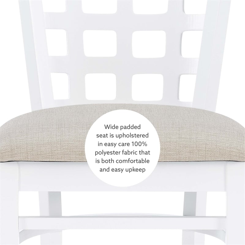 Bowery Hill Wood Commercial Grade Upholstered Seat Counter Stool in White