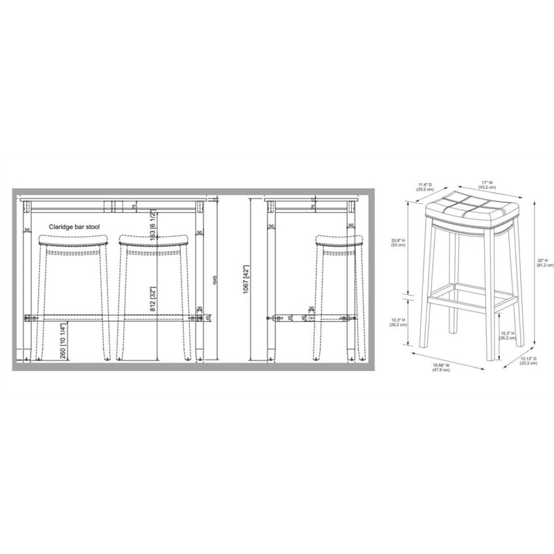 Bowery Hill Modern / Contemporary Wood Three Piece Bar Dining Set in Blue
