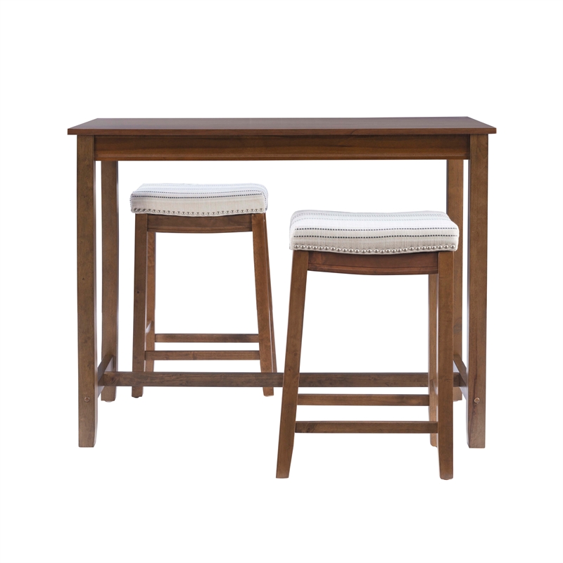 Bowery Hill 3-Piece Transitional Wood Counter Dining Set in Rustic Stripe Brown