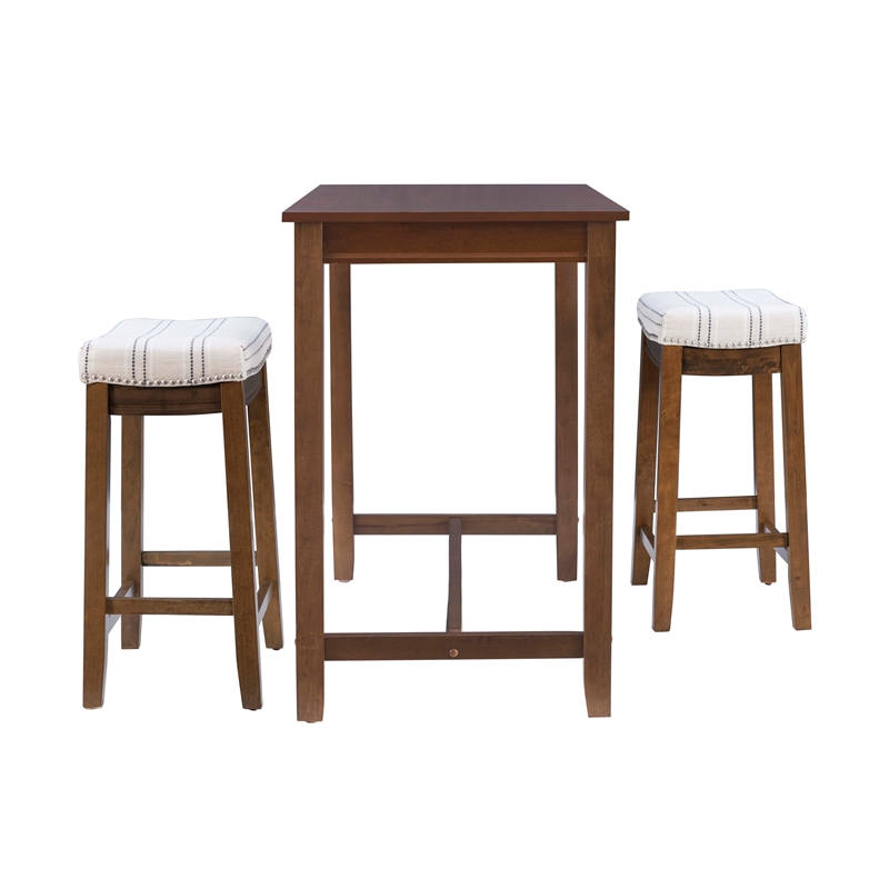 Bowery Hill 3-Piece Transitional Wood Counter Dining Set in Rustic Stripe Brown