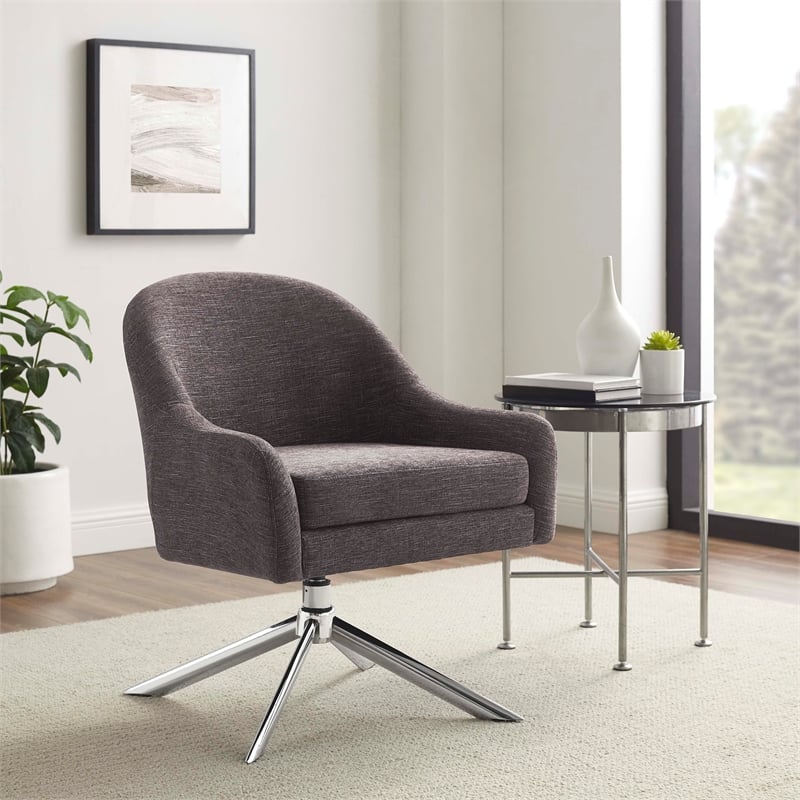 Bowery Hill Modern Metal Granite Swivel Accent Chair in Gray