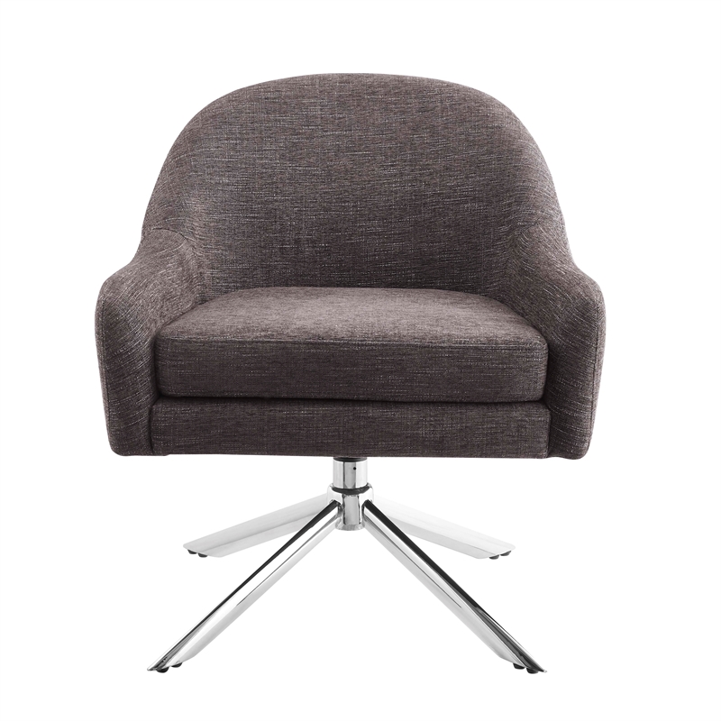 Bowery Hill Modern Metal Granite Swivel Accent Chair in Gray