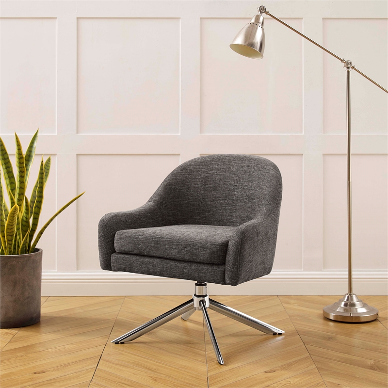 Bowery Hill Modern Metal Granite Swivel Accent Chair in Gray