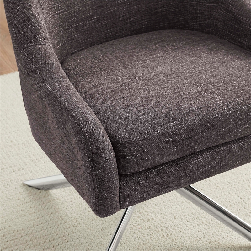 Bowery Hill Modern Metal Granite Swivel Accent Chair in Gray