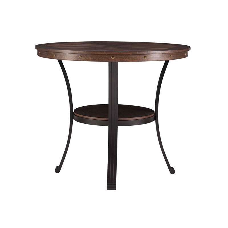 Bowery Hill MDF and Metal Brown Counter Height Table Round 42