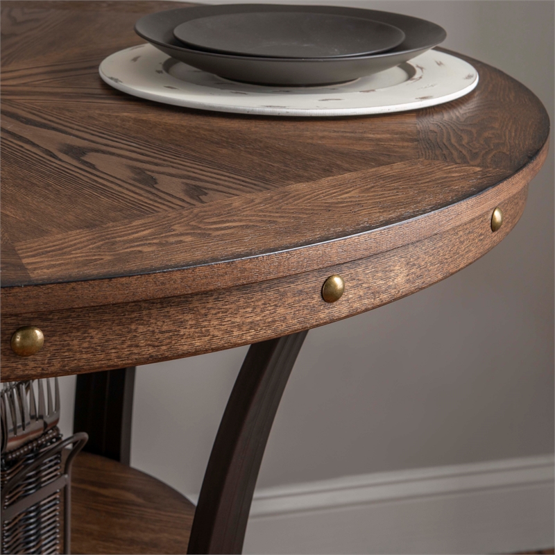 Bowery Hill MDF and Metal Brown Counter Height Table Round 42