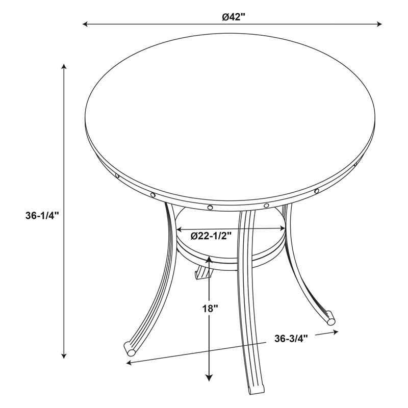 Bowery Hill MDF and Metal Brown Counter Height Table Round 42