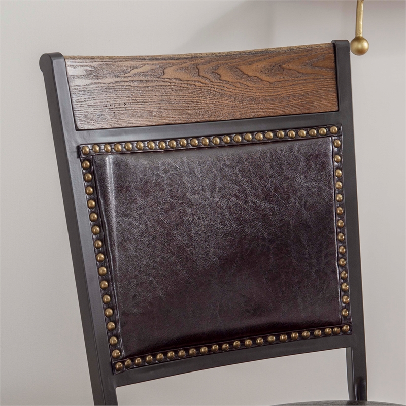 Bowery Hill Wood and Metal Five Piece Counter Height Dining Group in Brown