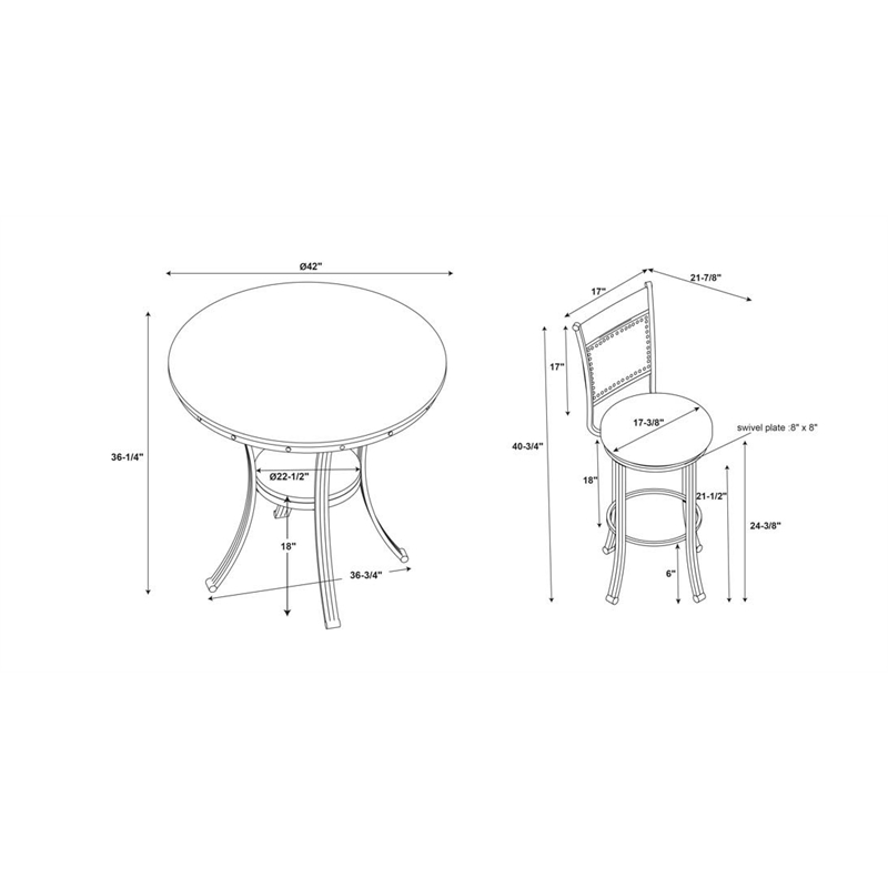 Bowery Hill Wood and Metal Five Piece Counter Height Dining Group in Brown