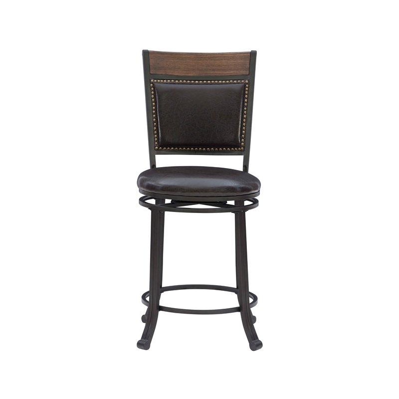 Bowery Hill Wood and Metal Five Piece Counter Height Dining Group in Brown